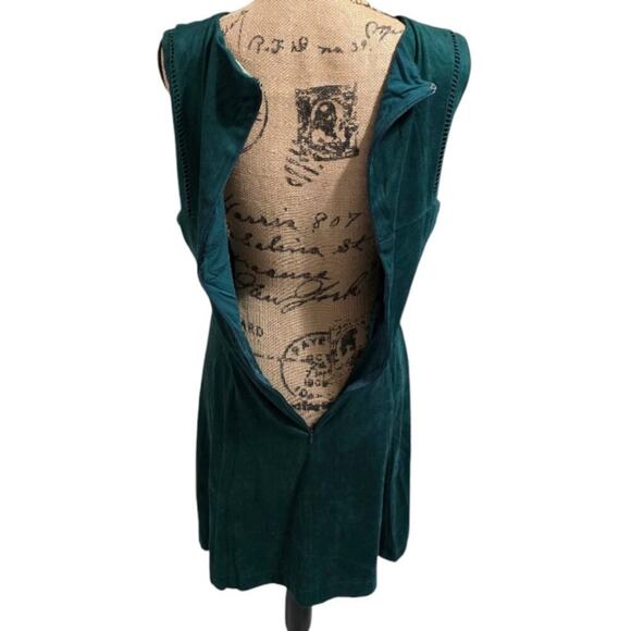 Gianni Bini Chic Green Velvet Sleeveless Sheath Skater Dress Size 10 - Picture 5 of 7